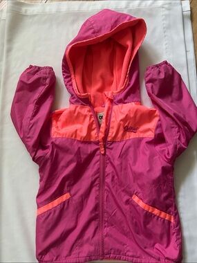 Oshkosh Girls Purplish Pink & Coral Hooded Windbreaker Jacket